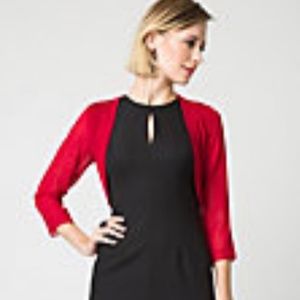 Le Chateau Knit and Woven Combo Open Front Shrug